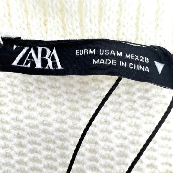 Zara Puff Cut Out Sleeve Crop Top Cream Size M NWOT - Picture 8 of 12